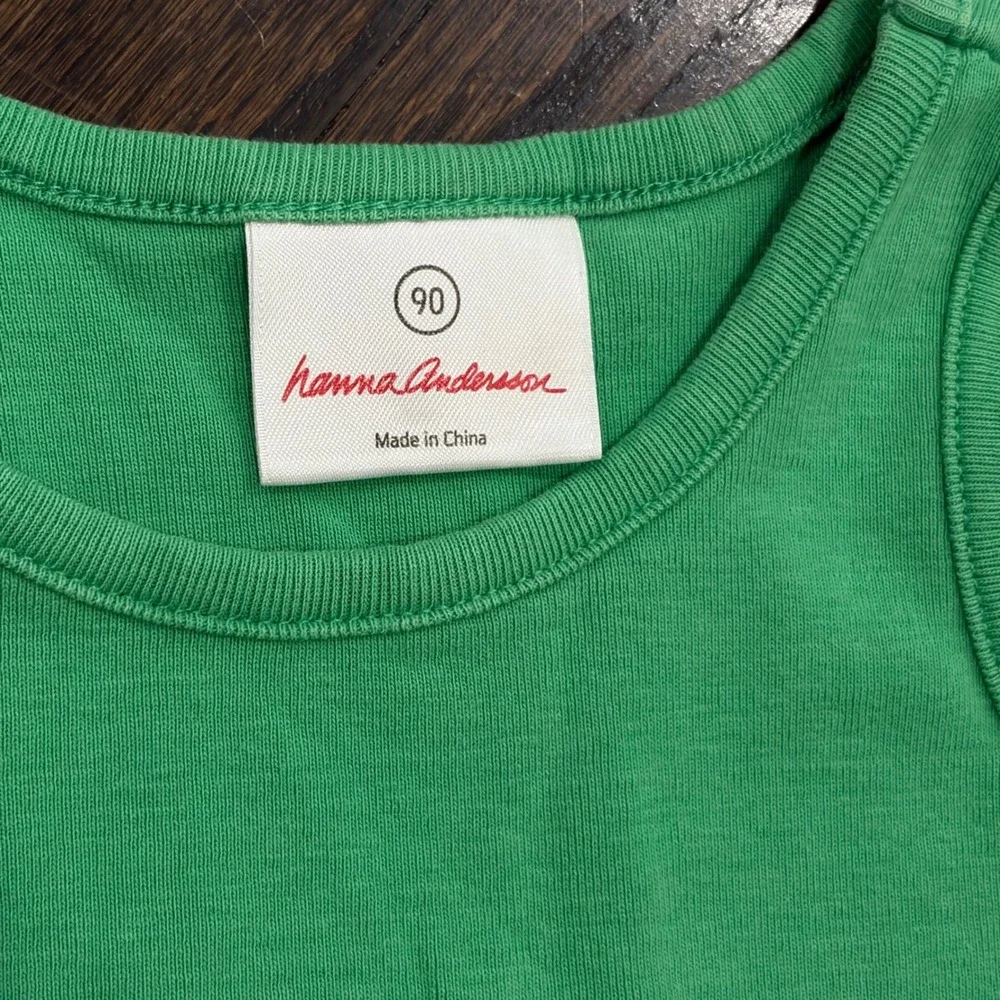 Hanna Andersson Ruffle Tiered Dress‎ Kids 90 3T Green Gold Sparkle Waist